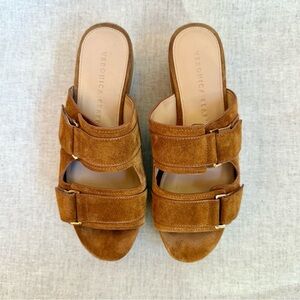 Veronica Beard Welda camel Suede Platform sandals
